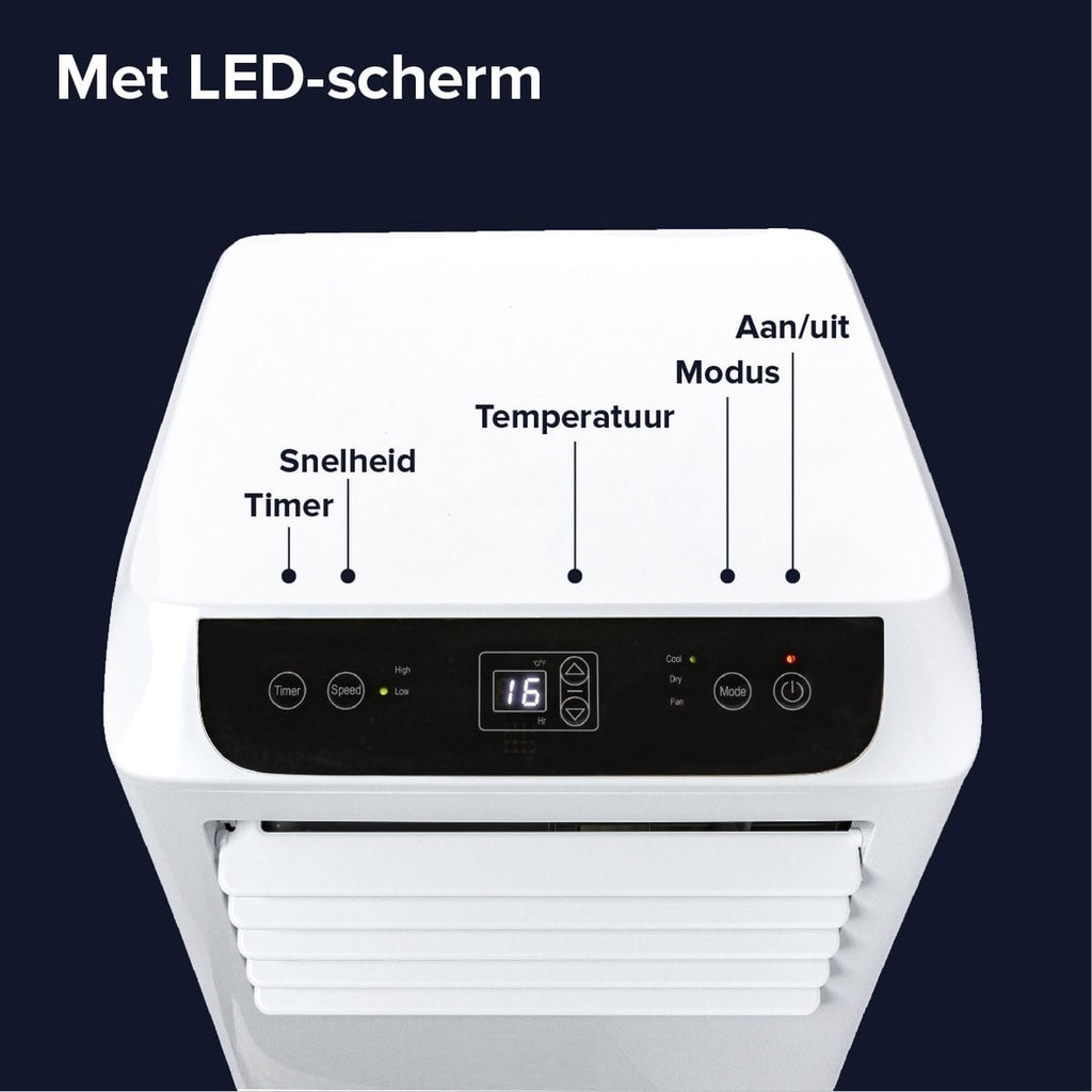 Mobiele airco Wifi ontvochtigen en ventileren met raamafdichting en luchtreiniger 9000btu