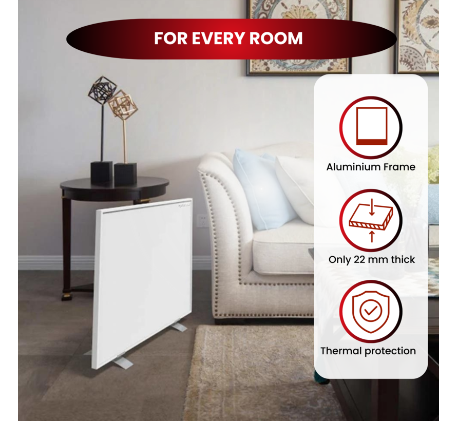 Verplaatsbaar infrarood paneel 350, 450, 580 of 700 watt