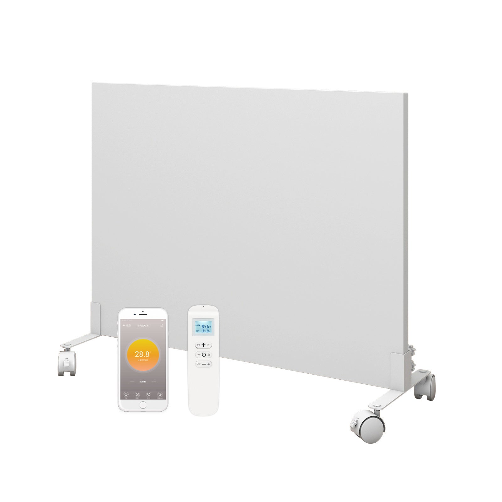 Verplaatsbaar Infraroodpaneel Wifi Glad met Wielen 700W