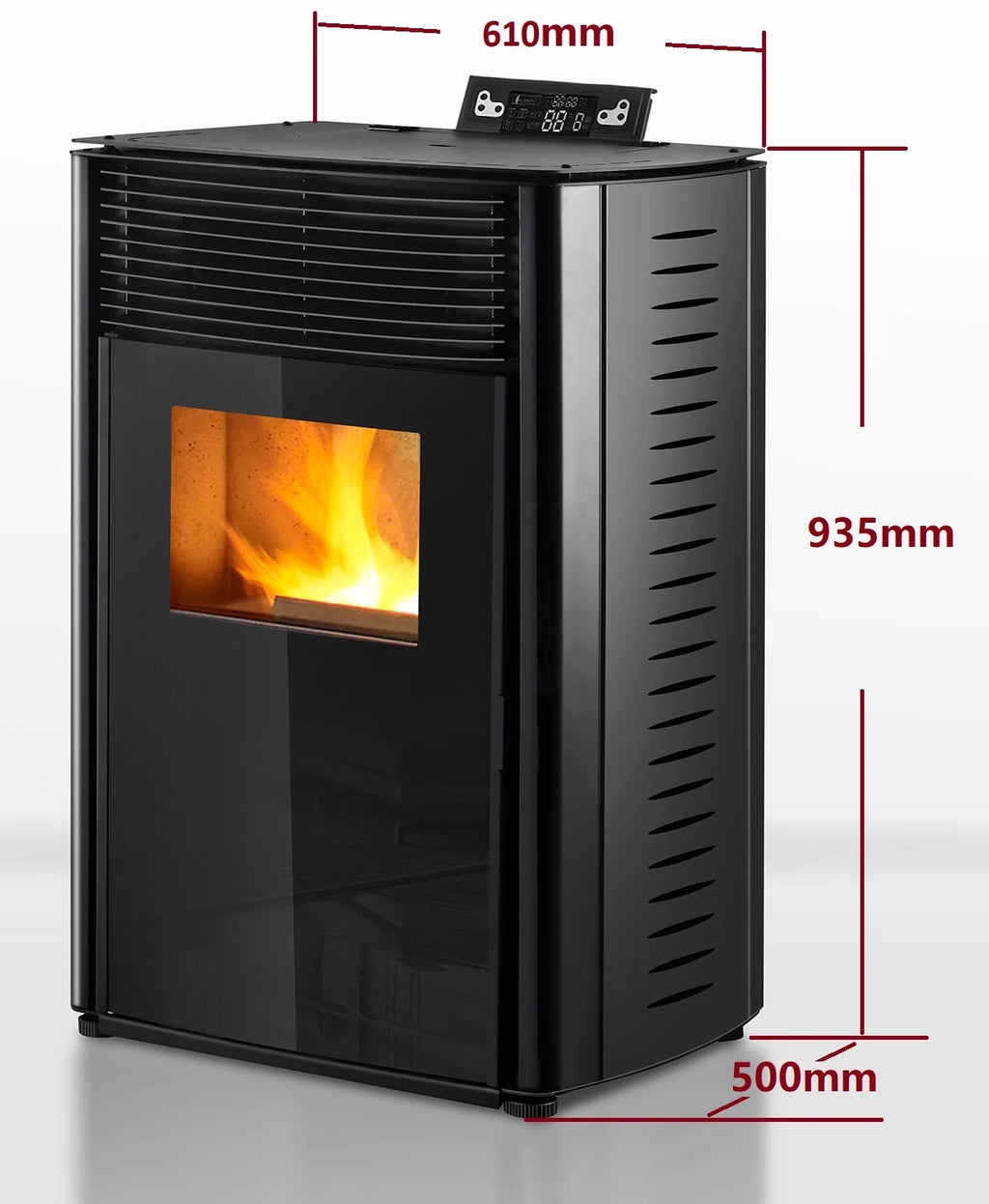 Pelletkachel - 13.1kW - voor 80-100 m2 - 5 niveaus - timer - CR04 Black