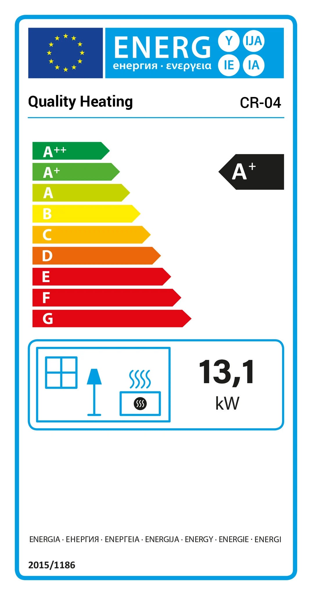Pelletkachel - 13.1kW - voor 80-100 m2 - 5 niveaus - timer - CR04 Black