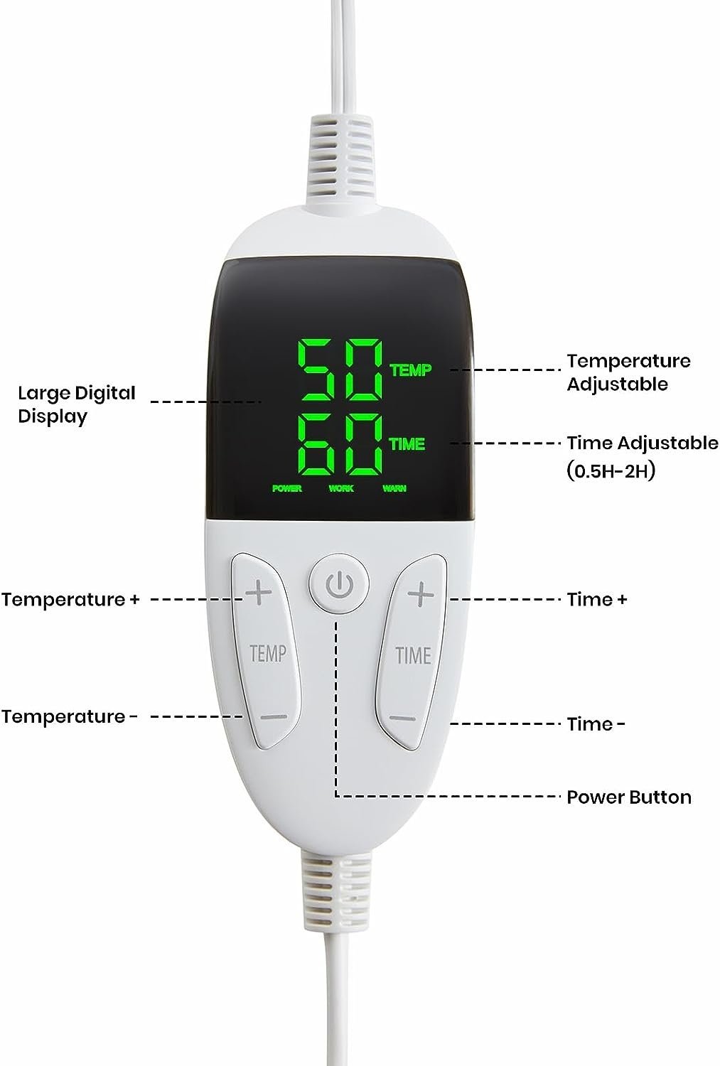 Elektrische omslagdeken - Warmtedeken - 1 persoons - 180x150 cm - Fleece - Grijs