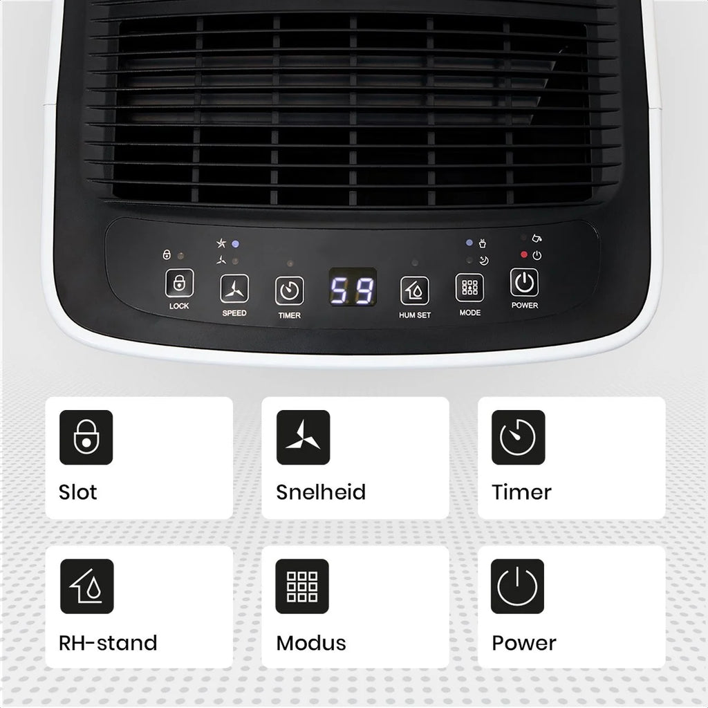 Slimme luchtontvochtiger compact 12 Liter Wifi met carbon filter