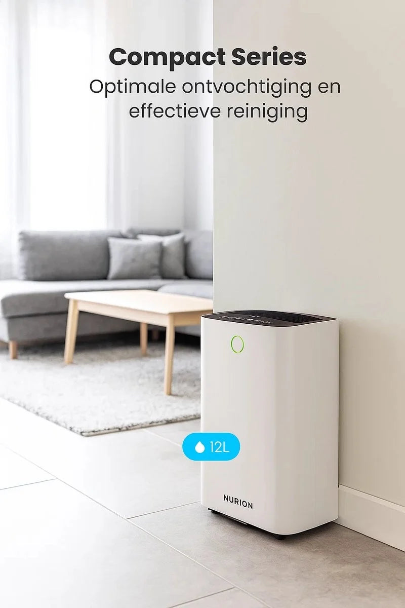Slimme luchtontvochtiger compact 12 Liter Wifi met carbon filter