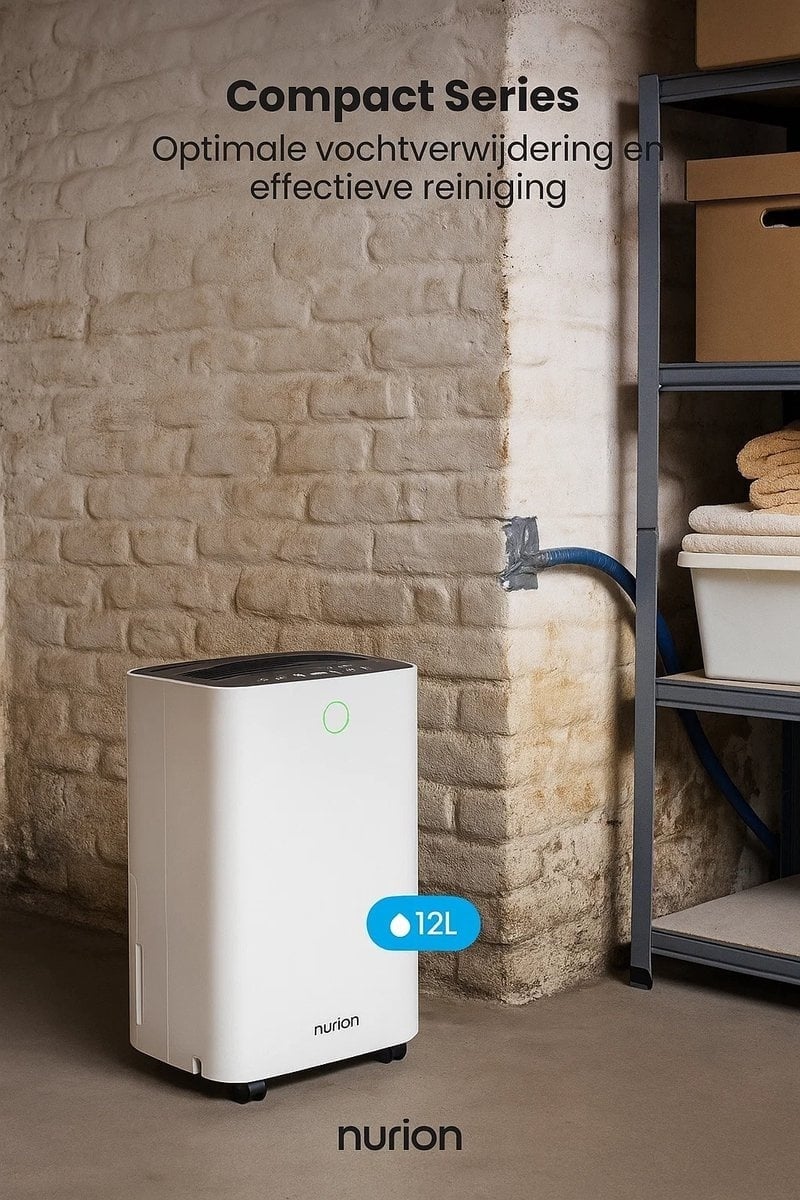 Slimme luchtontvochtiger compact 12 Liter Wifi met carbon filter