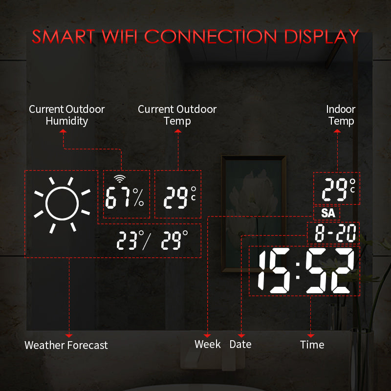 Smart spiegel met led verlichting infrarood verwarming 60X120 500Watt