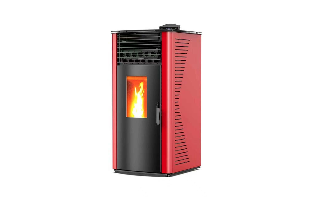 Pelletkachel - 12.2 kW 100 - 120 m² - 5 niveaus - timer - KM1202A - Rood