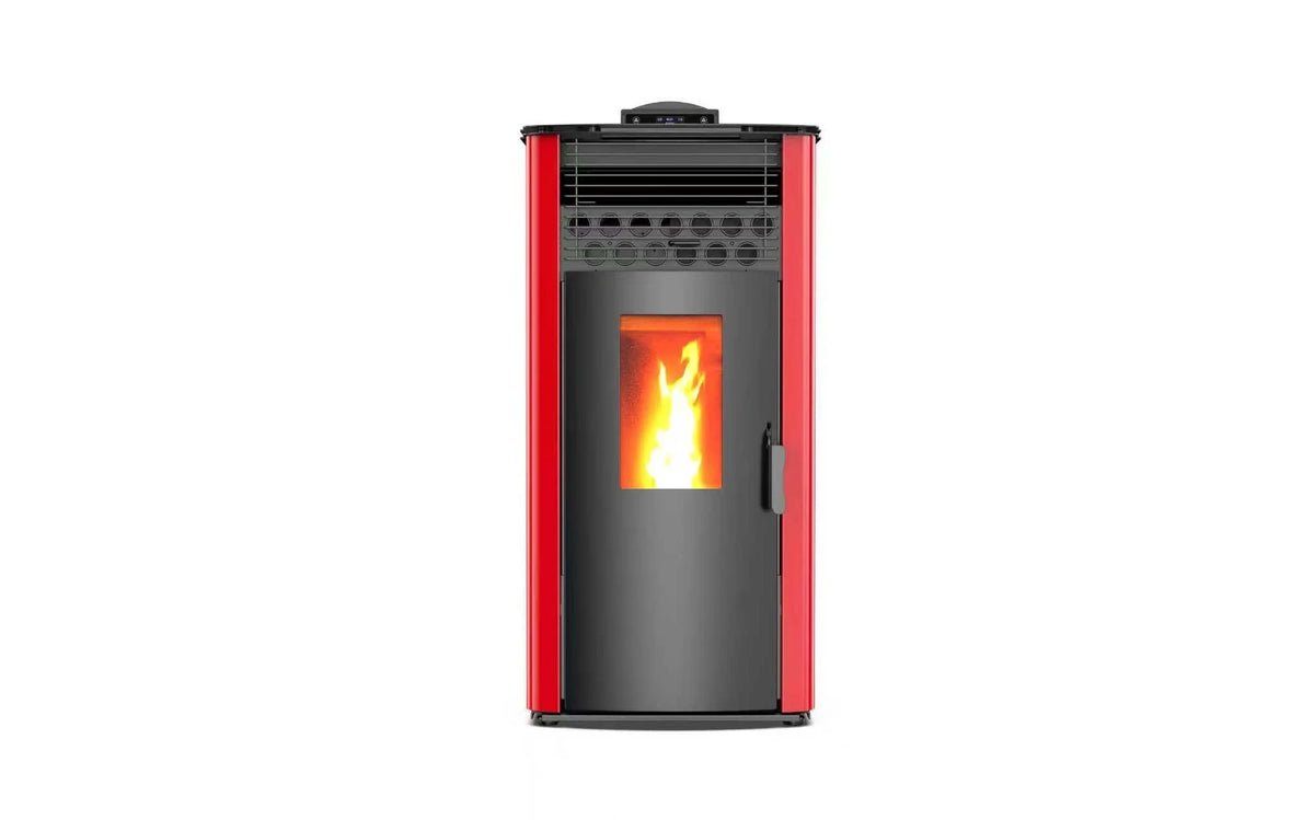 Pelletkachel - 12.2 kW 100 - 120 m² - 5 niveaus - timer - KM1202A - Rood