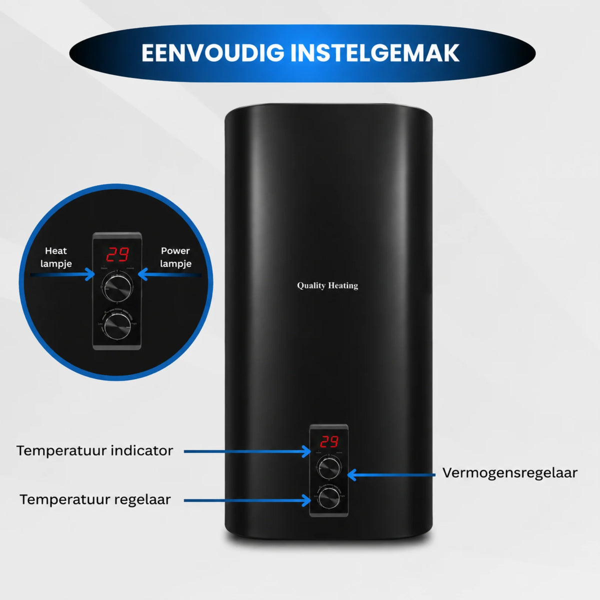 80 Liter QH dual tank elektrische boiler met digitale bediening