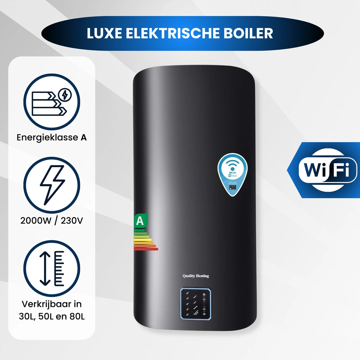 50 Liter Performance QH Wifi dual elektrische boiler met digitale bediening