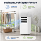 Mobiele airco Wifi ontvochtigen en ventileren met raamafdichting en luchtreiniger 9000btu