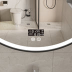 Smart Spiegel 100 cm Rond met Zwart Frame, LED Verlichting, Anti-Condenst en Wifi