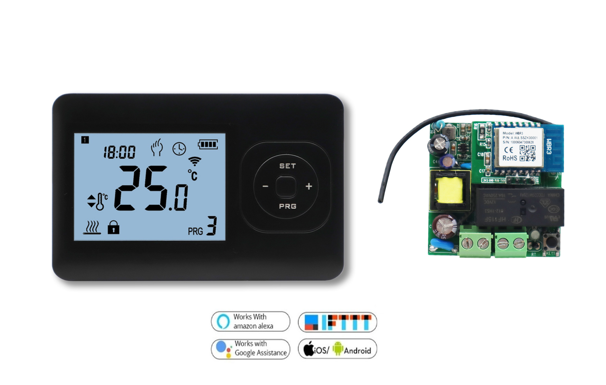 QH-Basic Wifi Black Thermostaat met Inbouw Ontvanger