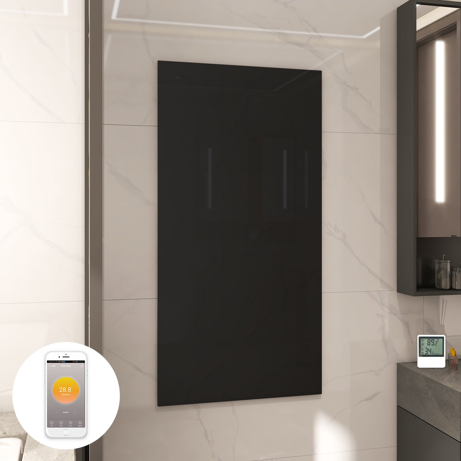 Byecold Infrarood Paneel Badkamer met Wifi Zwart 700W