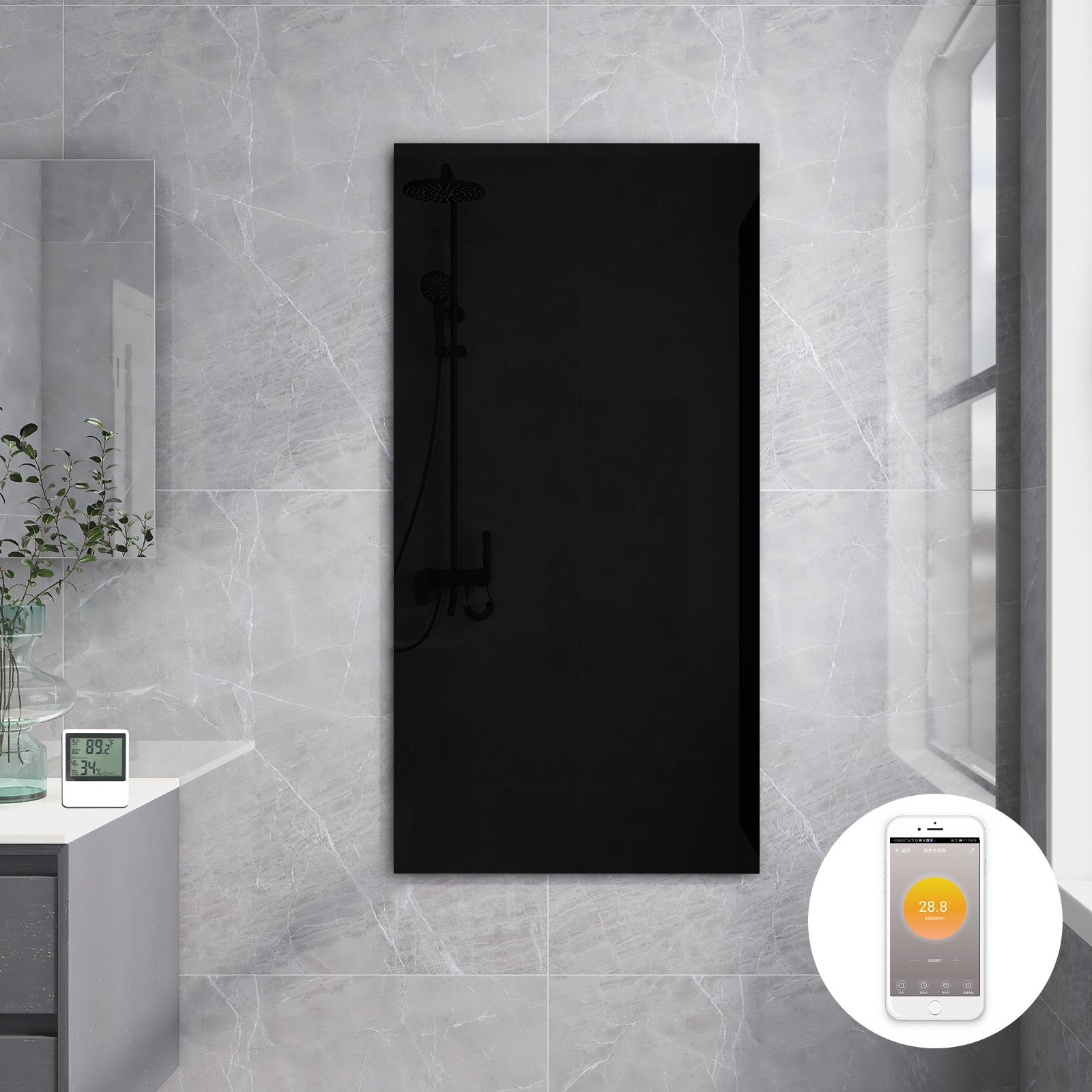 Byecold Infrarood Paneel Badkamer met Wifi Zwart 700W