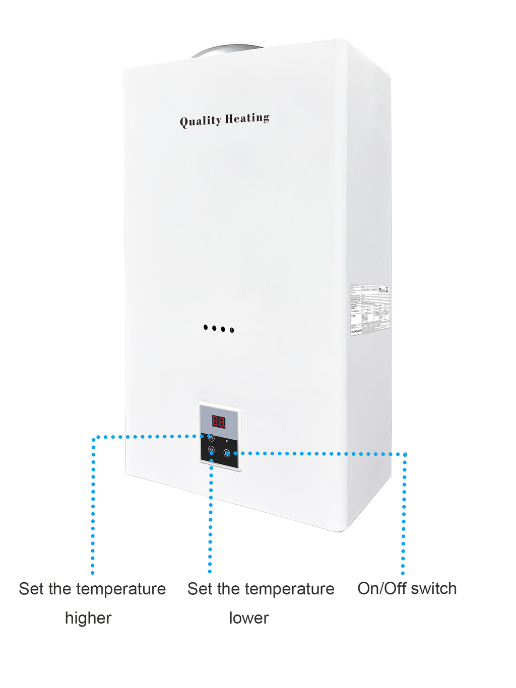 EcoTherm Electronische geiser Digitaal 14L Low Nox Propaan open kamer