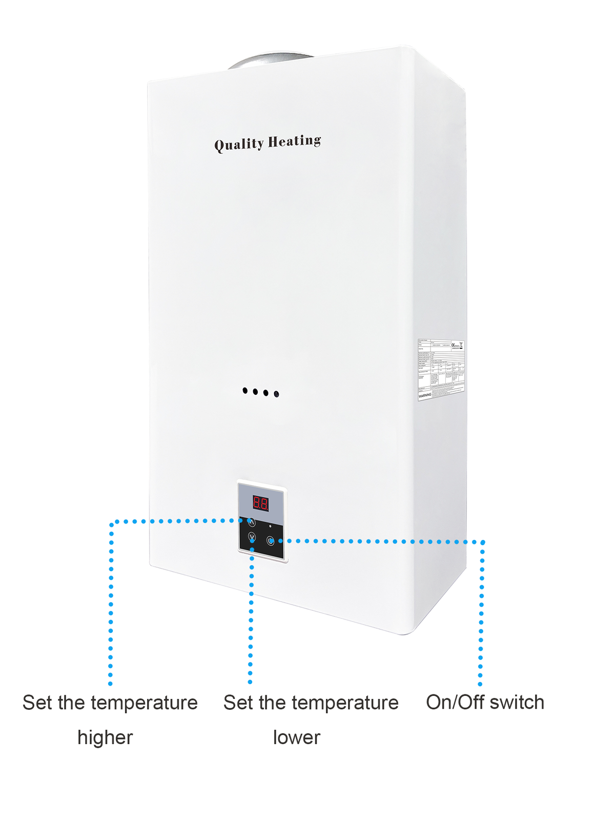 EcoTherm Electronische geiser Digitaal 14L Low Nox Propaan open kamer