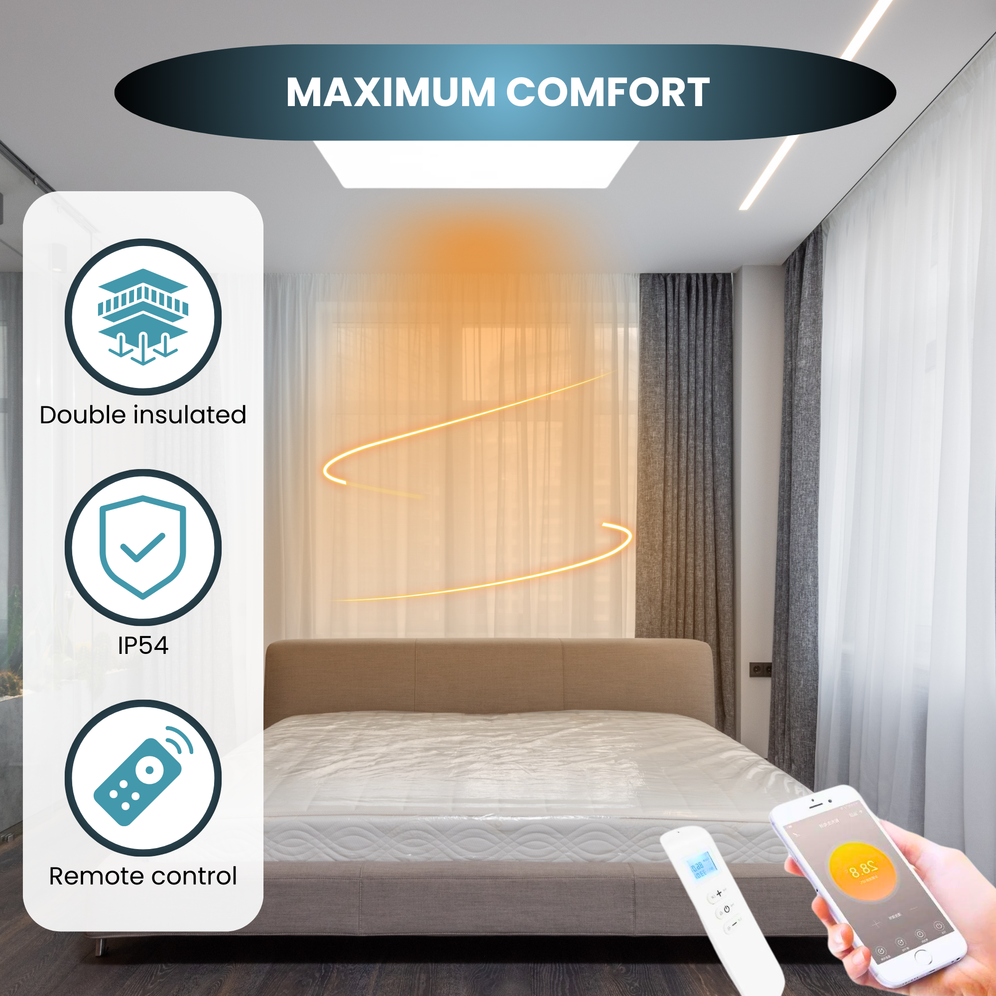 QH-H4 Exclusive Serie infraroodpaneel 59 x 119 cm - 860Watt