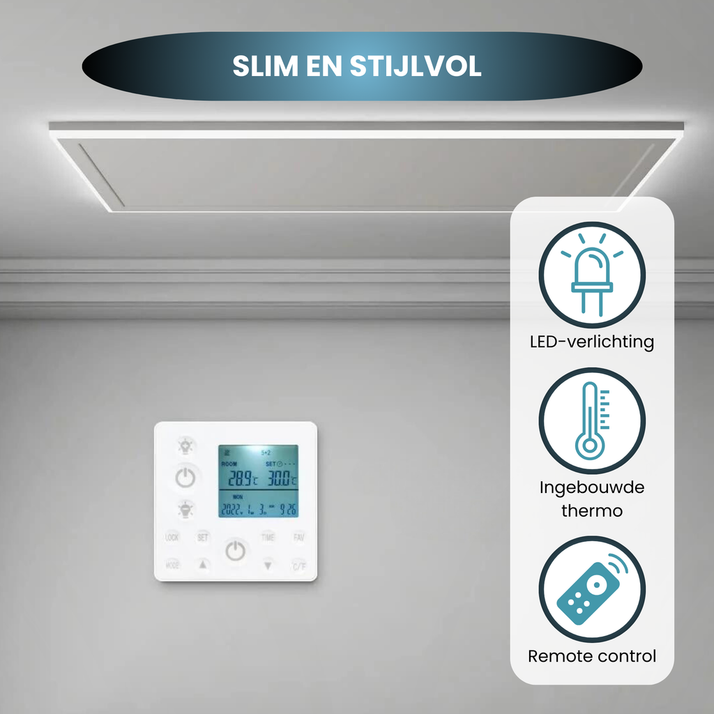 QH-HL Serie infraroodpaneel met LED verlichting 63 x 128 cm - 840Watt